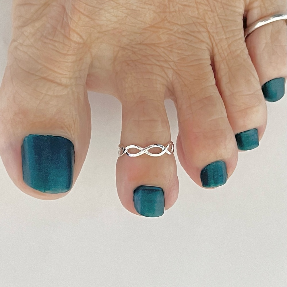 Sterling Silver Thin Braided Toe Ring, Dainty Rin… - image 4